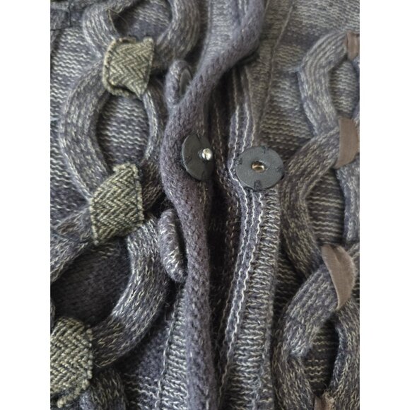 Covelo Wool Angora Rabbit Silk Cotton Cable Knit Mock Neck Cardigan Sweater M - Picture 5 of 15